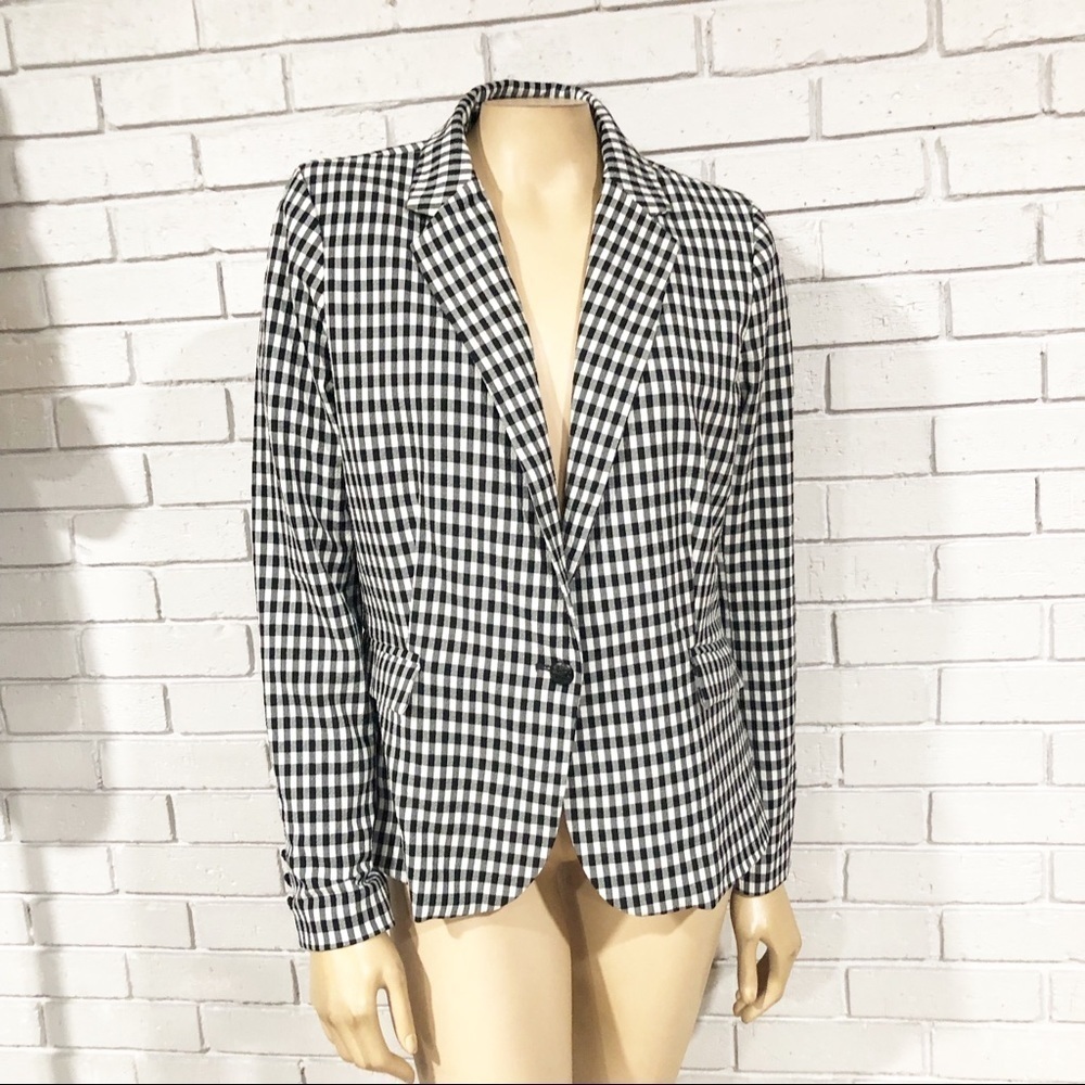 Maison‎ d' Amelie Black/White Plaid Double Breasted Blazer